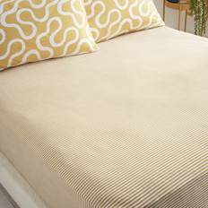 Elements Stripe 100% Fitted Bed Sheet Yellow