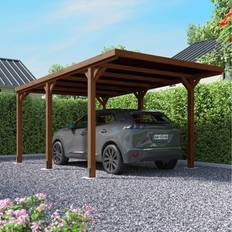 Brown - Wood Carports Cerland Wooden Carport Gazebo 3m 5m (Building Area )