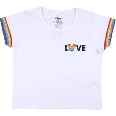 Disney Kläder Disney Damen Kurzarm-T-Shirt Love Pride Weiß