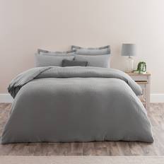 Dunelm Alston Waffle Charcoal Duvet Cover Grey (200x135cm)