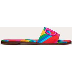 Kanvas Slides Valentino Garavani ESCAPE SLIDE SANDAL IN CANVAS WITH CHEVRON24 PRINT Wo MULTICOLOUR/PINK PP