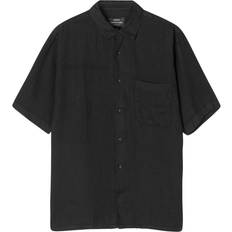 Mads Nørgaard Herre Skjorter Mads Nørgaard Dyed Linen Victor Skjorte, Black