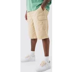 Hosen & Shorts boohooMAN Plus Elasticated Waist Relaxed Fit Cargo Jorts - Stone