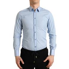 Gold - Man Shirts Dolce & Gabbana Elegant Slim Fit Dress Shirt Sky Blue