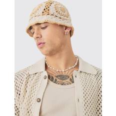 Beige - Mies Hatut boohooMAN Crochet Bucket Hat - Ecru