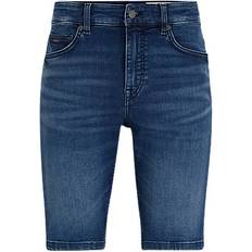 BOSS Slim-fit shorts in blue soft-motion denim