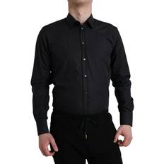 Dolce & Gabbana Blue Shirts Dolce & Gabbana Navy Blue Cotton Collared Formal Dress Shirt IT39