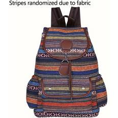 Yellow Vintage Drawstring Travel Backpack, Fashion Multi-pocket Casual Knapsack
