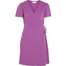 Pink - Slå om-kjoler Vila Short Sleeved Wrap Dress