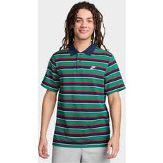 Men - Multicolored Polo Shirts Nike Men's Club Striped Polo Shirt Green/Navy/Red