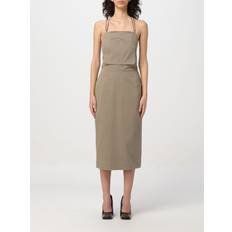 Max Mara Kjoler Max Mara Ærmeløs Firkantet Hals Midi Kjole - Beige