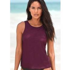 Red - Women Tankinis Lascana Elasticated Underbust Tankini Top Bordeaux