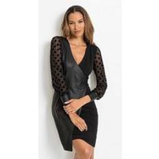 Bonprix Faux Leather Wrap Dress Black