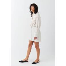 Leinen Kleider Gina Tricot Linen blend shirt dress hemdkleider- White XS- Female