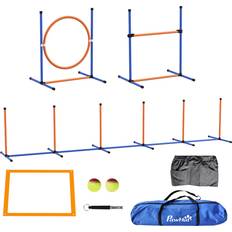 Pets Pawhut 8 Piece Orange Dog Agility Equipment Set