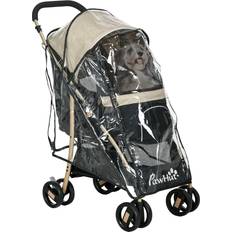 Pets Pawhut Khaki XS and Small Dog Pet Stroller with Rain Cover