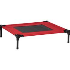 Pets Pawhut Black and Red Raised Pet Bed