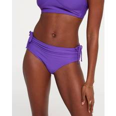 Elastane/Lycra/Spandex Bikini Bottoms Calia CALIA Women's Mid Rise Ruched Side Swim Bottom, Medium, Purple