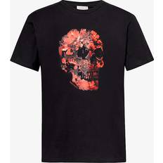 Alexander McQueen Men T-shirts Alexander McQueen Mens Black Red Skull Graphic-print Cotton-jersey T-shirt