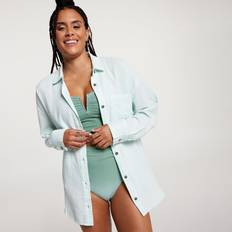 Women - XS Swimsuit Cover-Ups & Sarong Wraps Calia CALIA Women's Oversized Long Sleeve Button Down Cover Up, Medium, Green