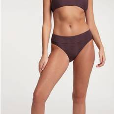 Elastane/Lycra/Spandex Bikini Bottoms Calia CALIA Women's Mid Rise Wide Banded High Leg Swim Bottoms, Medium, Brown