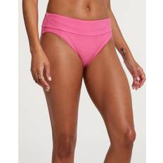 Elastane/Lycra/Spandex Bikini Bottoms Calia CALIA Women's Mid Rise Wide Banded High Leg Swim Bottoms, Medium, Pink