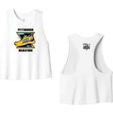 Tank Tops Bella+Canvas Women's Pittsburgh Marathon Racerback Cropped Tank, Medium, White