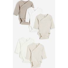 H&M Babies Children's Clothing H&M & 5-pack Wrapover Bodysuits Beige 9M 6-9M