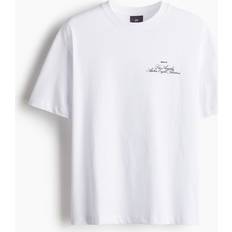 H&M Men Clothing H&M Men White Loose Fit Printed T-shirt