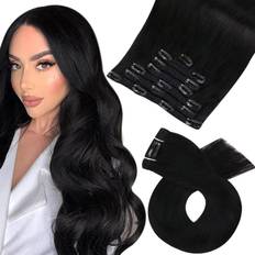 Clip in Hair Extension 24 inch #1 Jet Black 7-pack