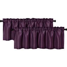 Curtains & Accessories Aiking Home Collection Pack of 2 Solid Faux Silk Window Valance 56 by 16 Inches