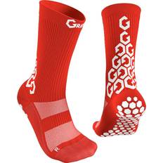 Sports Fan Apparel Senda Gravity Pro Grip Socks with Non-Slip Technology, Soccer, Running, Basketball, Performance, Crew Length, Red