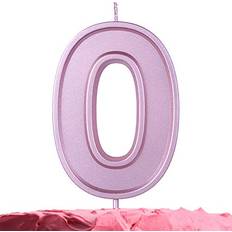 Rose Gold Party Decorations Get Fresh GET FRESH Number 0 Birthday Candle Extra Large Rose Gold Number Zero Candle on Stick 3.94 Inch Pink Number Candles for Birthday Wedding Anniversary Zero Bday Cake Candle Large Pink 0 Candle