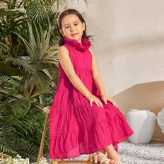 Spandex Dresses Shein Young Girls Loose Fit Casual Ruffle Neck Sleeveless Layered Holiday Dress