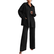 Shein Relaxiva Solid Drop Shoulder Shirt & Wide Leg Pants