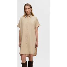 Brune - Dame Kjoler Selected Cotton Shirt Dress