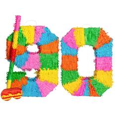 Piñatas Fax Potato 90th Birthday Anniversary Pinata Set with Stick Blindfold Multi Yellow