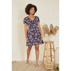 Floral Print Mini Skater Dress, Navy/White