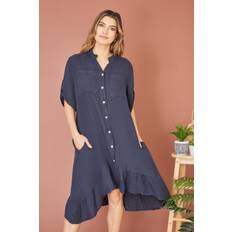 Linen Dresses Yumi Linen Frill Hem Shirt Dress