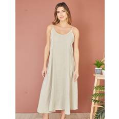 Midi Dresses - Natural Yumi Relaxed Midi Linen Dress