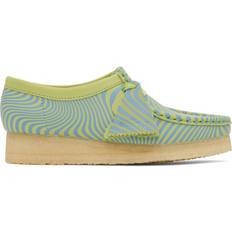 Blue - Men Moccasins Clarks Wallabee M - Blue/Lime Print