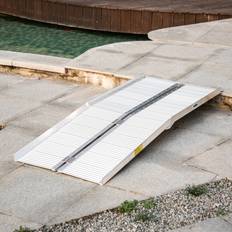 Wheel Chairs Homcom Folding Aluminum Wheelchair Ramp Silver