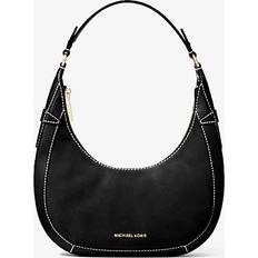 Black - Suede Bags Michael Kors Preston Small Suede Crescent Shoulder Bag