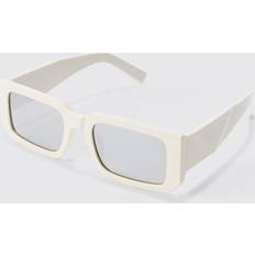 Rectangular Mirror Lens Sunglasses - White