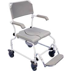 NRS Healthcare Lightweight Mobile Shower Commode Chair Height Adjustable