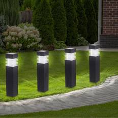 Groundlevel of 4 Solar Rattan Solar Lights Brown