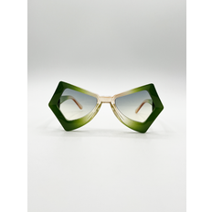 SVNX 2 tone angular sunglasses green