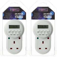 Timers Daewoo Twin Pack 24 Hour 7 Day Digital Mains Timer White