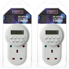 Twin Pack 24 Hour 7 Day Digital Mains Timer White