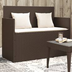 vidaXL Tuinbank Met Kussens Poly Rattan Bruin